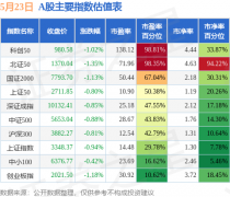 5月23日A股指数最新估值汇总